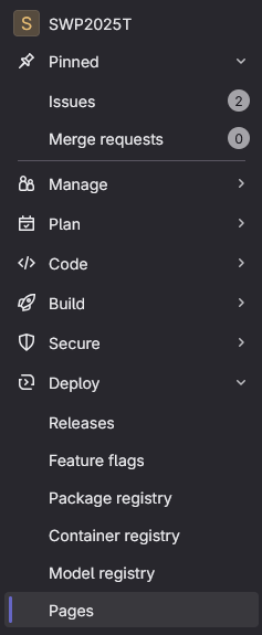 Pages können im Projekt über Deploy -> Pages eingesehen werden
